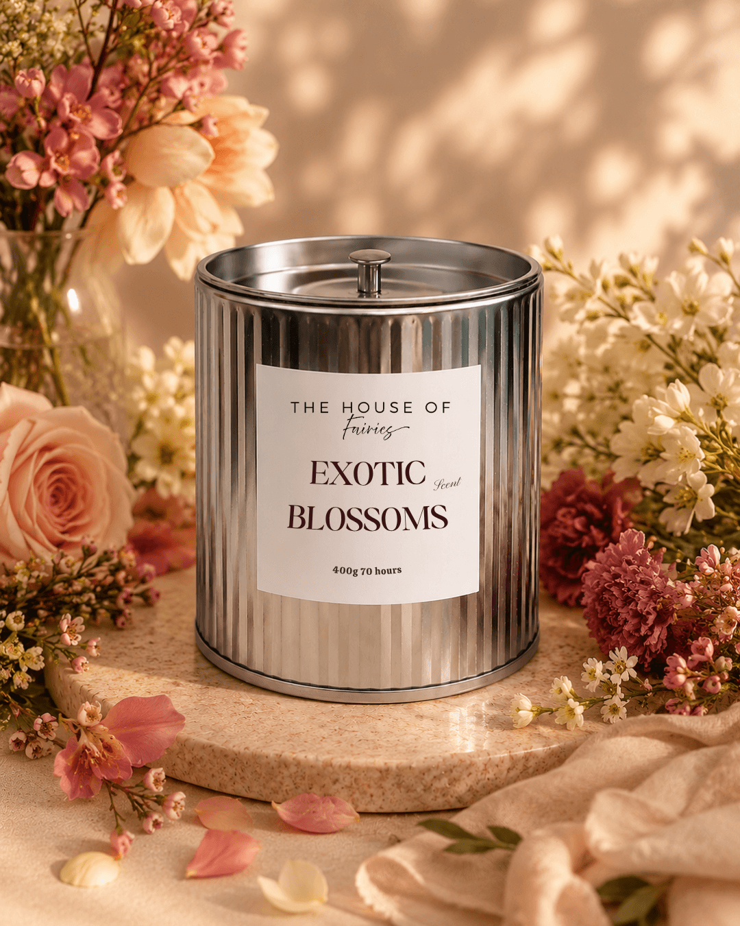 Luxury scented candle inspired by Cyprus, handcrafted for a refined home atmosphere