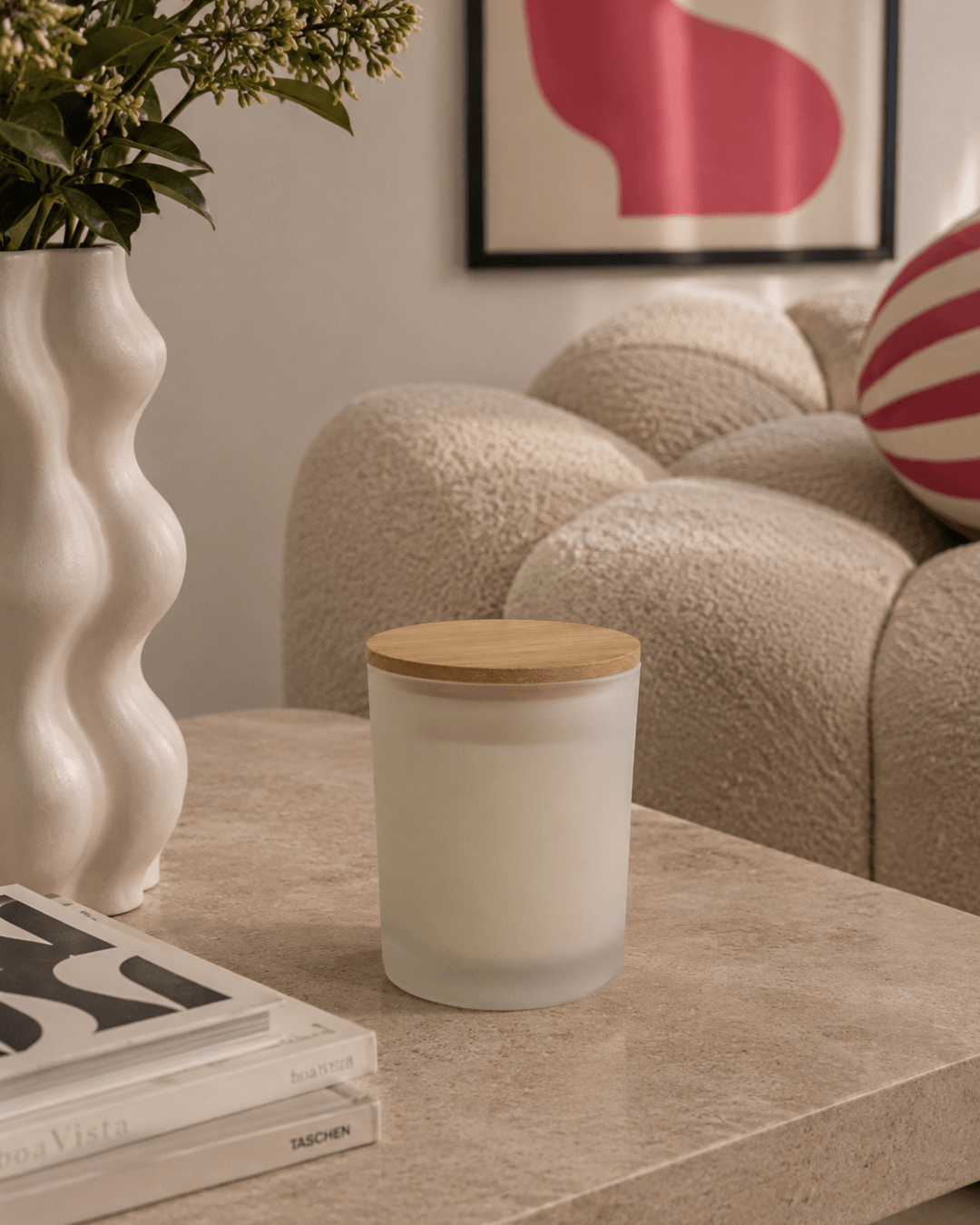 Luxury scented candle inspired by Cyprus, handcrafted for a refined home atmosphere