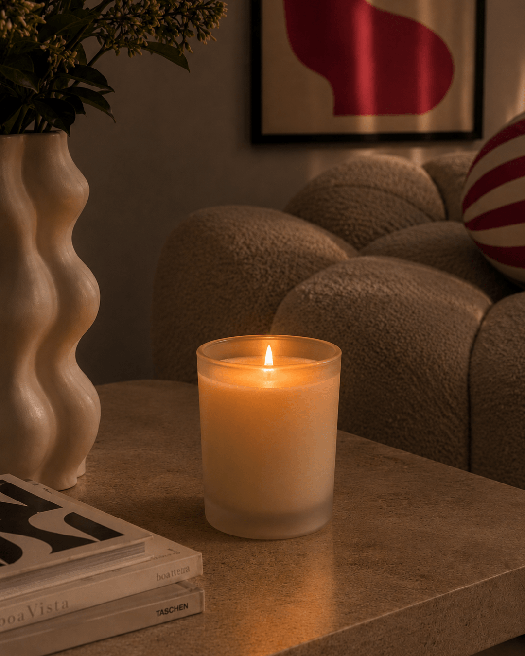 Luxury scented candle inspired by Cyprus, handcrafted for a refined home atmosphere