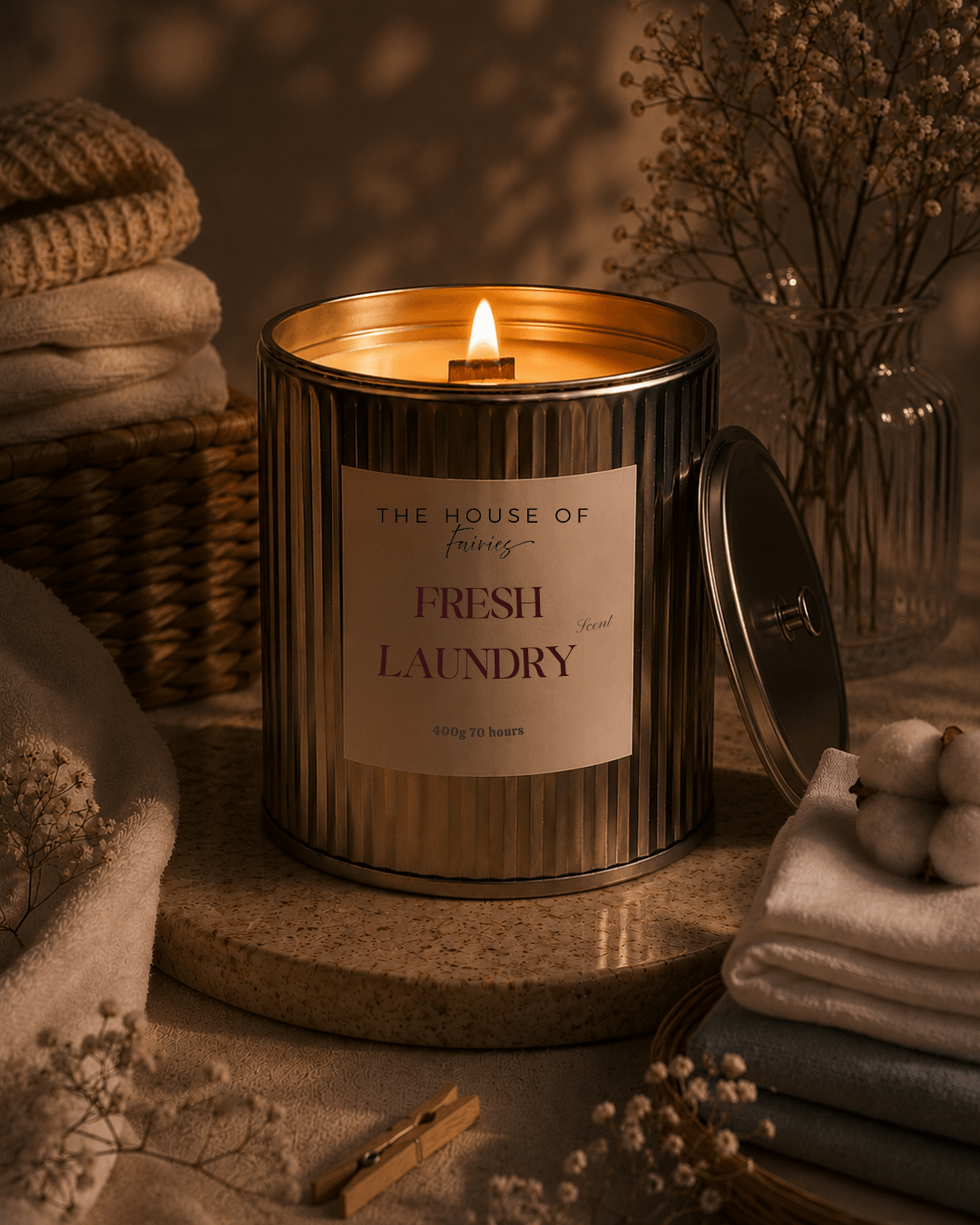 Luxury scented candle inspired by Cyprus, handcrafted for a refined home atmosphere