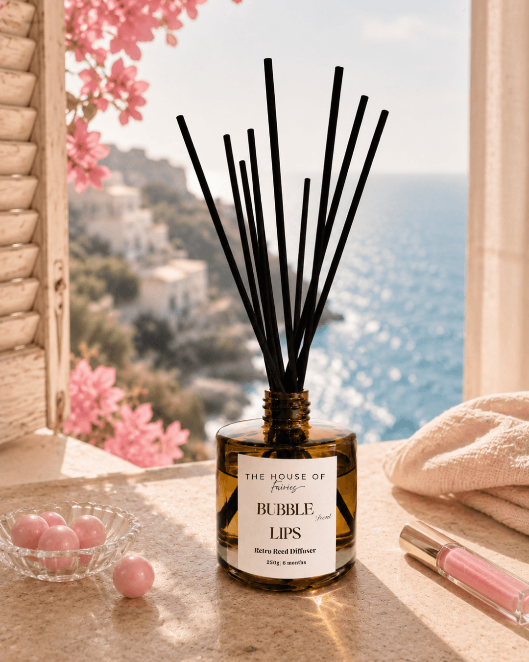 Luxury reed diffuser with elegant reeds, perfect for Mediterranean-inspired Cyprus homes
