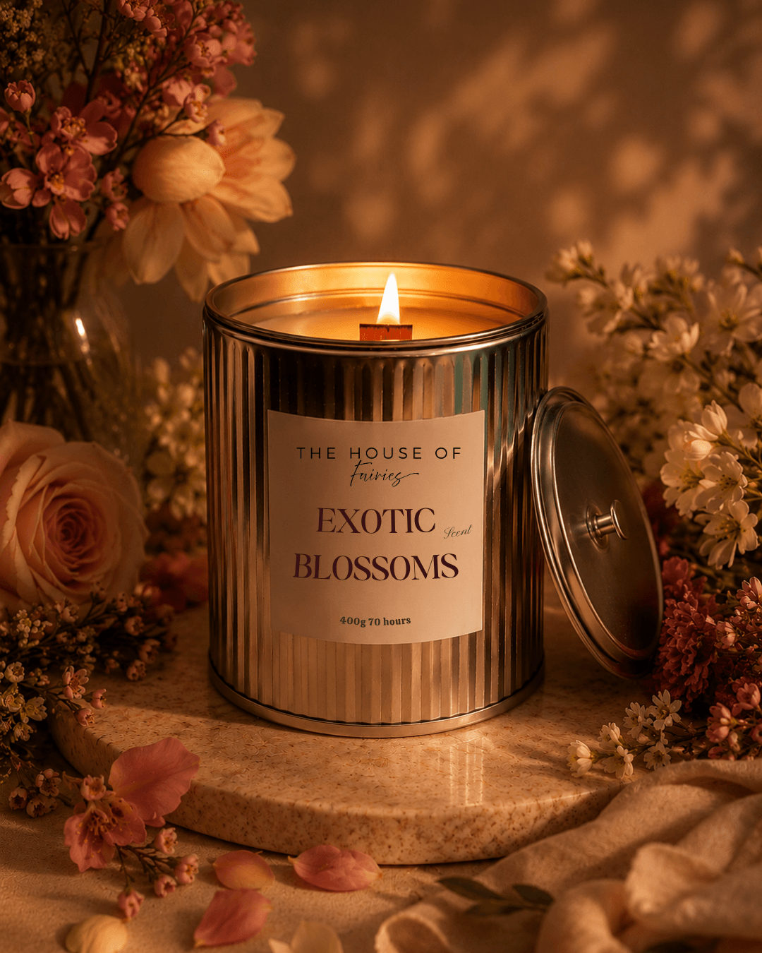 Luxury scented candle inspired by Cyprus, handcrafted for a refined home atmosphere