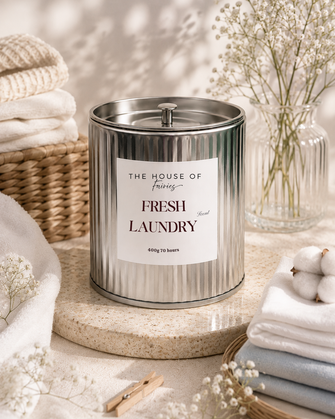 Fresh Laundry  Retro Chrome Candle