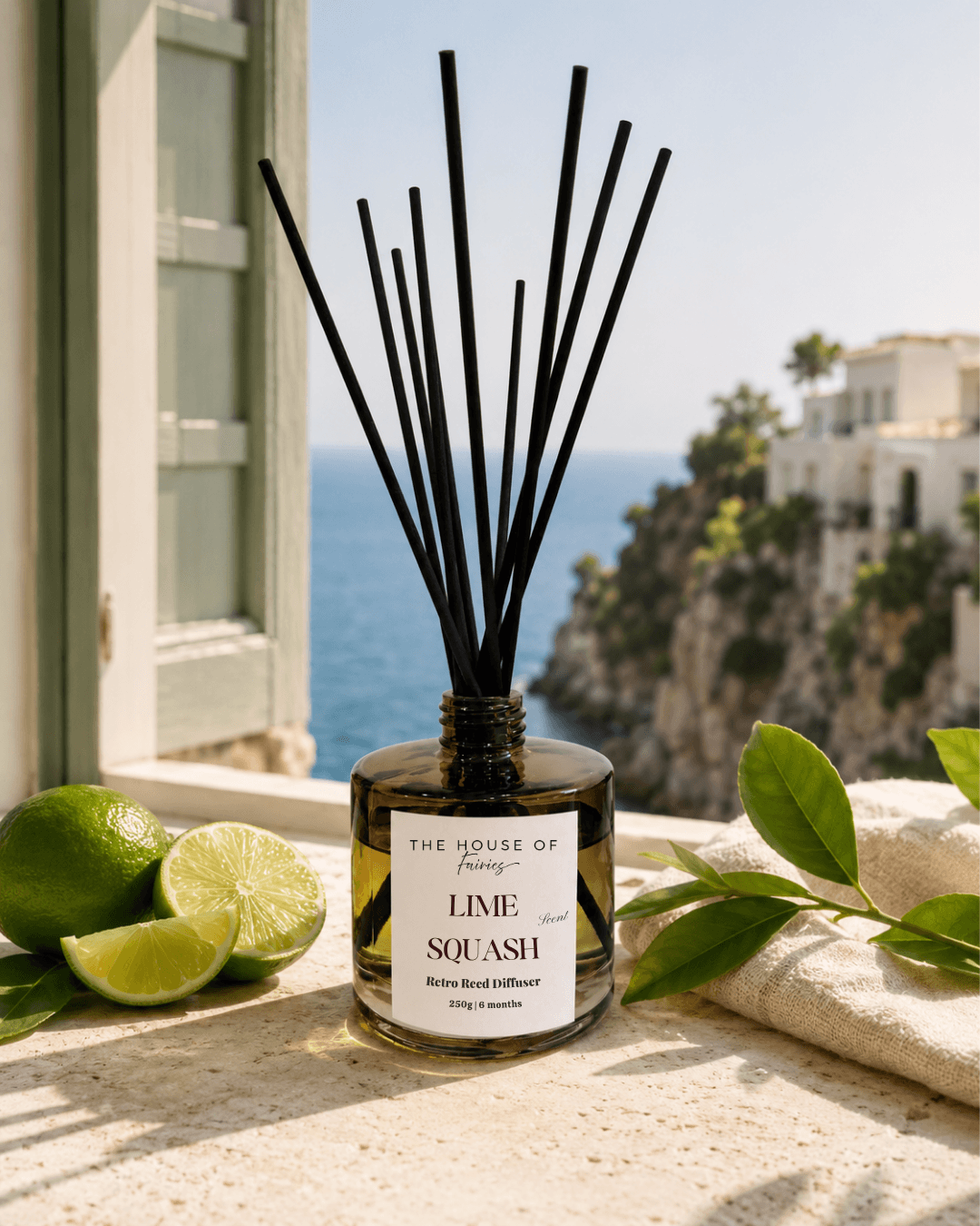 Luxury reed diffuser with elegant reeds, perfect for Mediterranean-inspired Cyprus homes