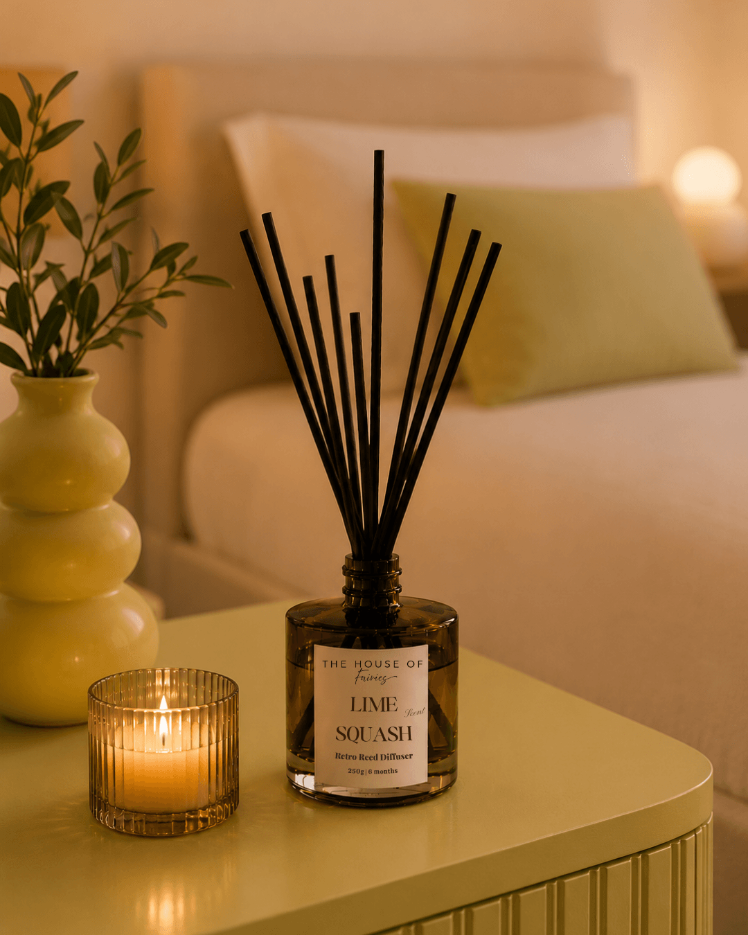 Luxury reed diffuser with elegant reeds, perfect for Mediterranean-inspired Cyprus homes