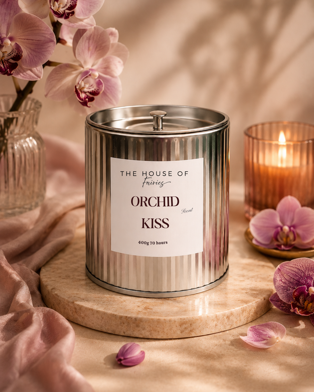 Orchid Kiss  Retro Chrome Candle
