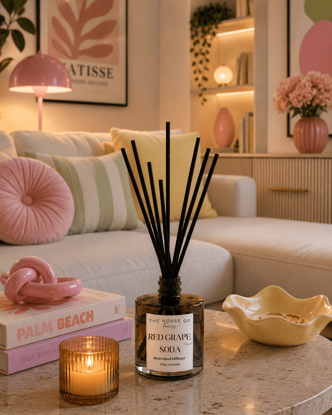 Luxury reed diffuser with elegant reeds, perfect for Mediterranean-inspired Cyprus homes