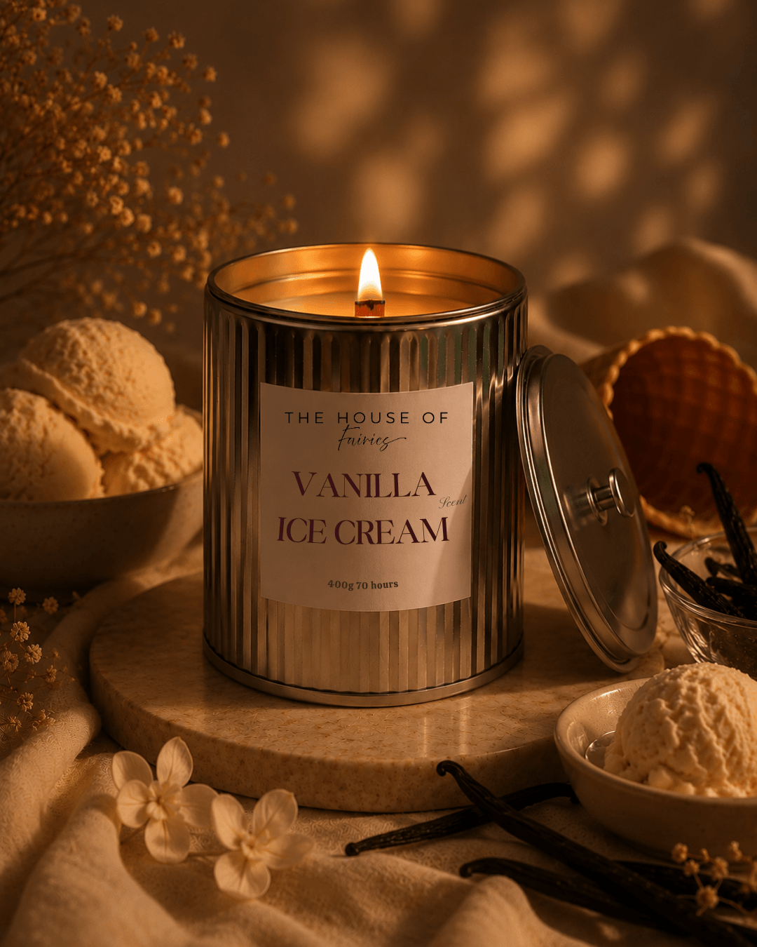 Luxury scented candle inspired by Cyprus, handcrafted for a refined home atmosphere