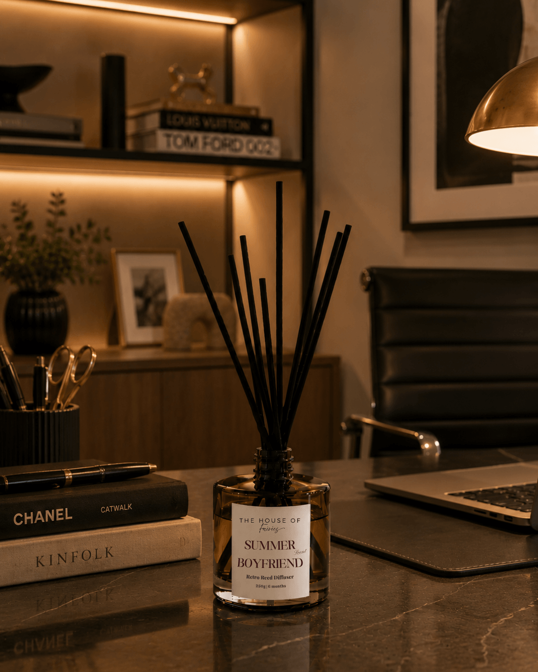 Luxury reed diffuser with elegant reeds, perfect for Mediterranean-inspired Cyprus homes